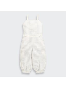 TINY GIRL - Stripe Printed Sleeveless Jumpsuit- Beige