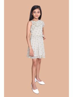 TINY GIRL - Floral Printed Dress- Off White