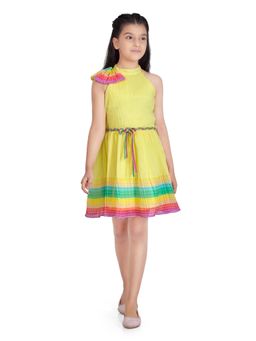 TINY GIRL - Sleeveless Corsage Detailed Dress- Lemon
