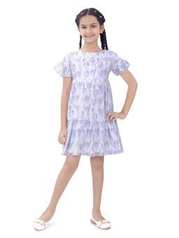TINY GIRL - All Over Printed Dress- Purple