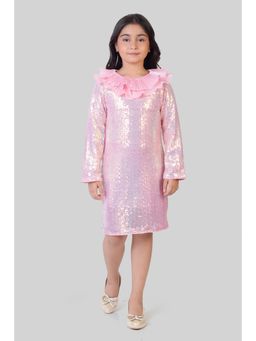 TINY GIRL - Full Sleeves Sequence Detailed Dress- Pink