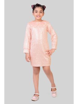 TINY GIRL - Full Sleeves Shinny Slim Fit Dress- Peach