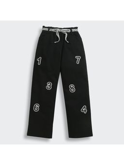 TINY GIRL - Cotton Full Length Jeans with Belt- Black