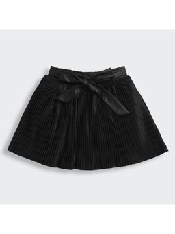 TINY GIRL - Solid Pleated Skort with Belt- Black
