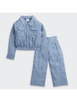 TINY GIRL - Full Length Solid Co-Ord Set - Light Blue