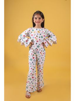 TINY GIRL - Woven Sleeveless All Over Printed Co-Ord Set - White
