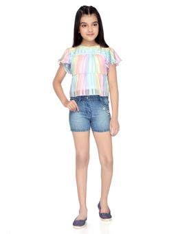 TINY GIRL - Stripe Printed Top and Shorts - Pink