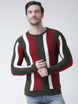 Club York - Men Multicolor Striped Knitted Woollen Pullover