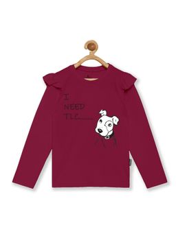KiddoPanti - Girls Dog Print Full Sleeve Tee