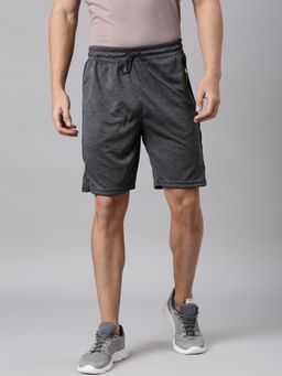 Classic Polo - Men Dark Grey Slim Fit Solid Active Wear Shorts