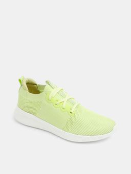 Jack & Jones - Lime Green Stretch Lace-Up Sneakers