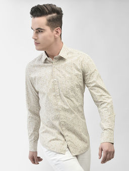 CRIMSOUNE CLUB - Men's Beige Printed Shirt