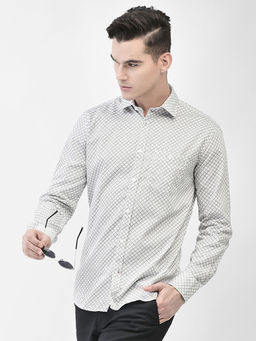 CRIMSOUNE CLUB - Men's White Printed Shirt
