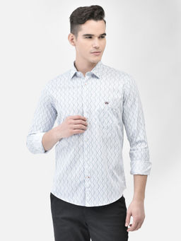 CRIMSOUNE CLUB - Men's Blue Printed Shirt