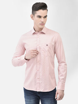 CRIMSOUNE CLUB - Men's Peach Printed Shirt