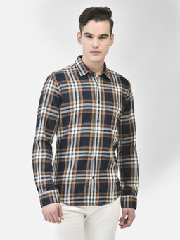 CRIMSOUNE CLUB - Men's Brown Checked Shirt