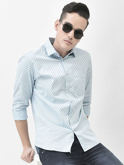 CRIMSOUNE CLUB - Men's Blue Printed Shirt