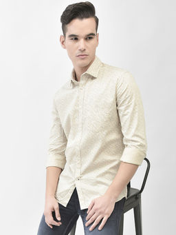 CRIMSOUNE CLUB - Men's Beige Color Printed Shirt