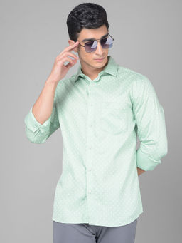 CRIMSOUNE CLUB - Men's Green Printed Shirt