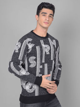 CRIMSOUNE CLUB - Men's Black Printed Sweater