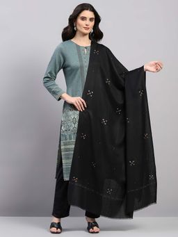 Monte Carlo - Black Women Woven Design Winter Shawl