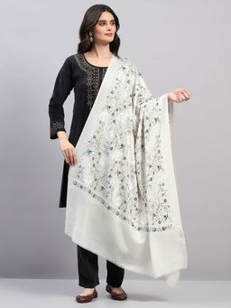 Monte Carlo - White Women Woven Design Winter Shawl