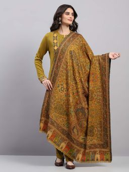 Monte Carlo - Mustard Women Woven Design Winter Shawl
