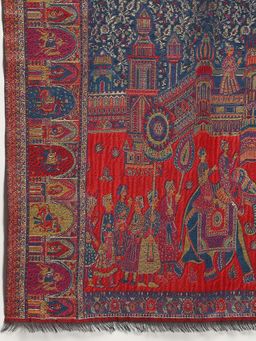 Monte Carlo - Beige and Orange Women Woven Design Winter Shawl