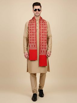 MUFFLY - Red Woven Design Stole For Men