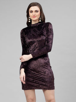 KASSUALLY - Burgundy Studded Bodycon Dress