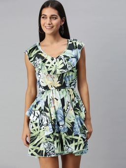 KASSUALLY - Safari Print Flared Playsuit