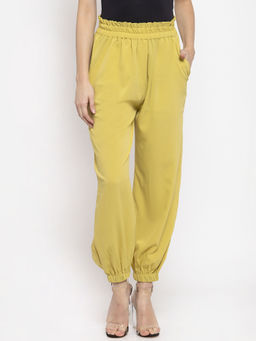 KASSUALLY - Lime Green Color Elasticated Joggers Pant