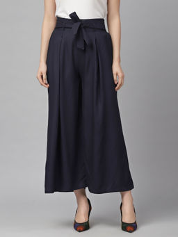 KASSUALLY - Navy Blue Wide Leg Palazzo