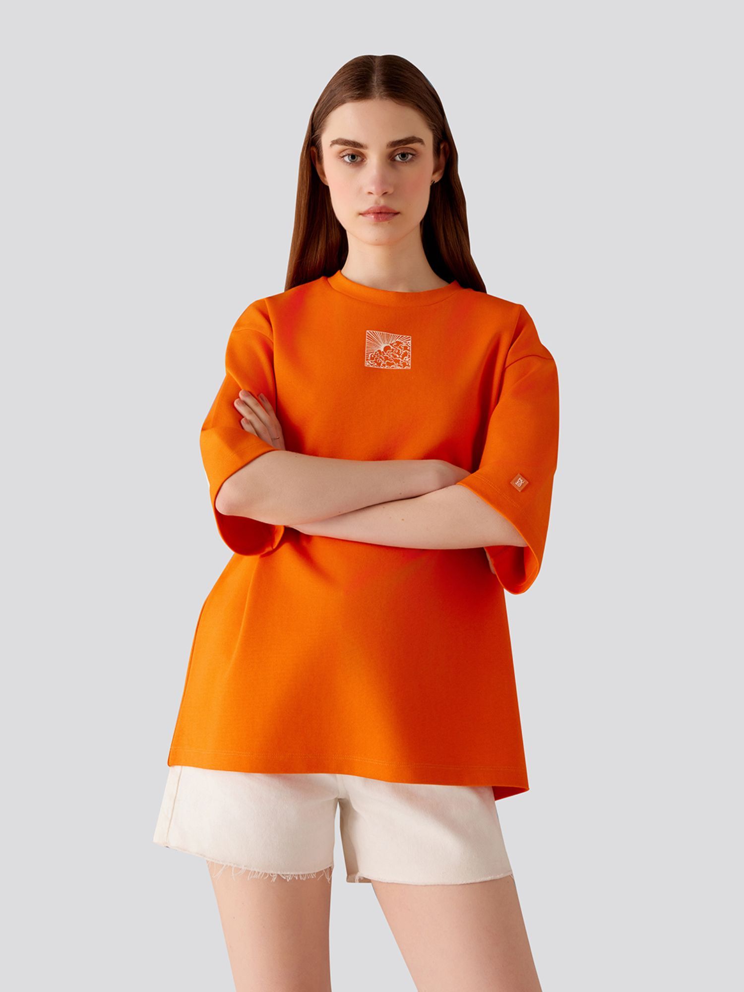 Buy Muvazo Zen Typography Oversized Unisex T-Shirt - Orange Online