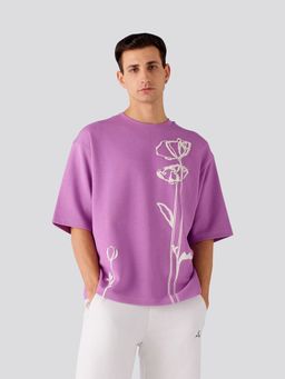 Muvazo - Botanic Floral Oversized Unisex T-Shirt Lavender