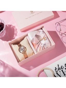 Carlton London - Women Harper Rose Gold Dial Analog Watch & Scarf - CLPLG043 (M)