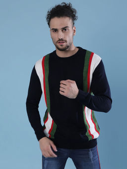 Campus Sutra - Men Striped Full Sleeve Stylish Casual Sweaters