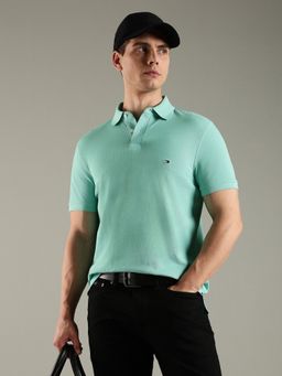 Tommy Hilfiger - Men Aqua Solid Polo T-Shirt