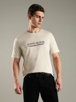 Tommy Hilfiger - Men Beige Solid T-Shirt