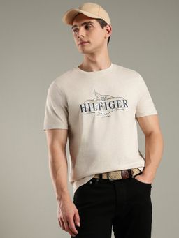 Tommy Hilfiger - Men Beige Typography T-Shirt