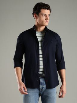 Tommy Hilfiger - Men Navy Blue Solid Casual Shirt