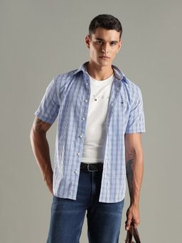 Tommy Hilfiger - Men Blue Checks Casual Shirt