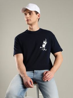 Tommy Hilfiger - Men Navy Blue Graphic T-Shirt