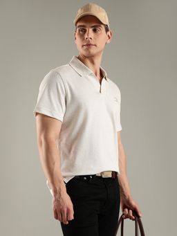Tommy Hilfiger - Men Beige Solid Polo T-Shirt