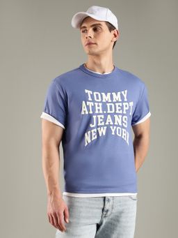 Tommy Hilfiger - Men Blue Typography T-Shirt