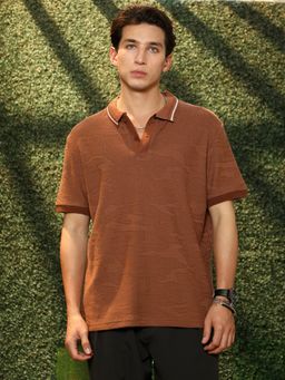Campus Sutra - Men Brown Solid Polo T-Shirt