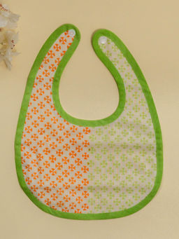 ADYA - Orange & Green Geometric Cotton Reversible Bibs (0-6 Months) (Set of 2)