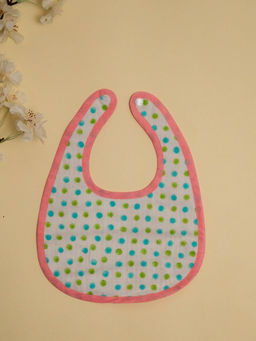ADYA - Pink Blue Polka Dots Cotton Reversible Bibs (0-6 Months) (Set of 2)