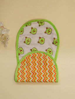 ADYA - Green Panda Cotton Reversible Burp Cloths (0-6 Months) (Set of 2)