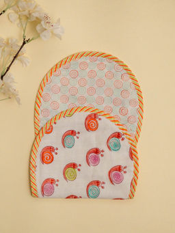 ADYA - Colorful Snail Cotton Reversible Burp Cloths (0-6 Months) (Set of 2)